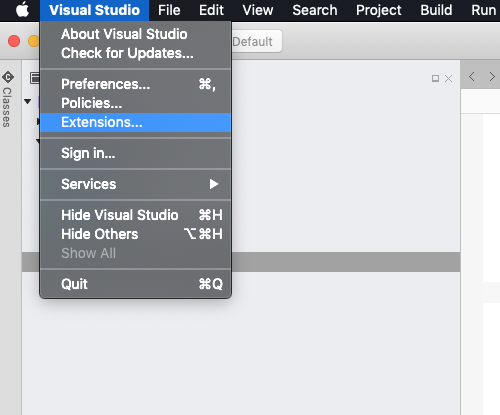 visual studio for mac new project